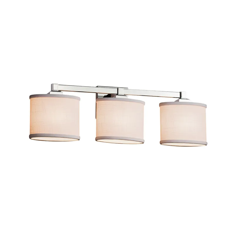 Textile 3 Light 24.5 inch Polished Chrome Vanity Light Wall Light in White, Oval, Incandescent