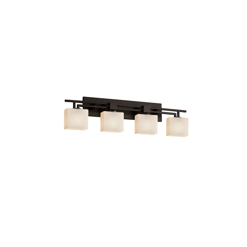 Fusion 4 Light 36 inch Dark Bronze Vanity Light Wall Light in Rectangle, Incandescent, Opal Fusion