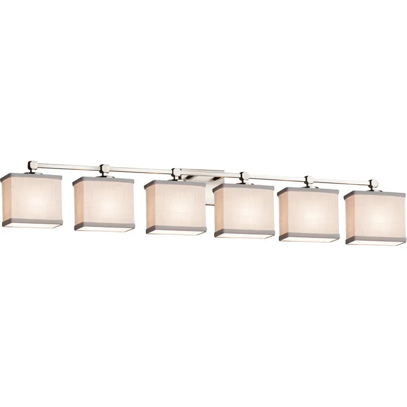 Textile 6 Light 48.5 inch Dark Bronze Bath/Vanity Wall Light in LED, Cream, Cylinder with Flat Rim