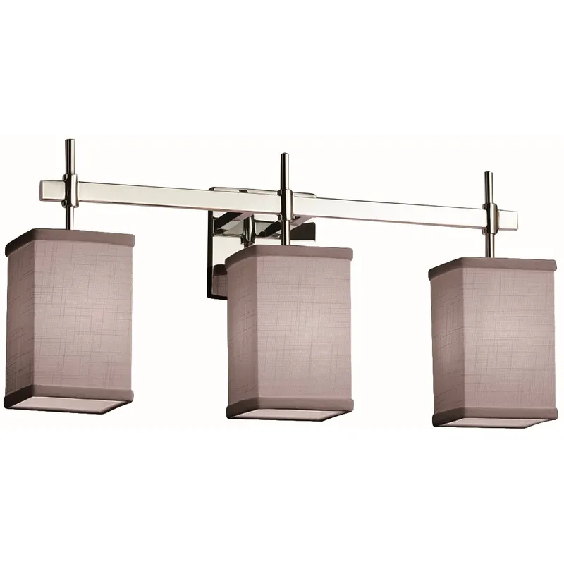 Textile 3 Light 22 inch Polished Chrome Bath Bar Wall Light in Square with Flat Rim, Incandescent, Gray, Square w/ Flat Rim