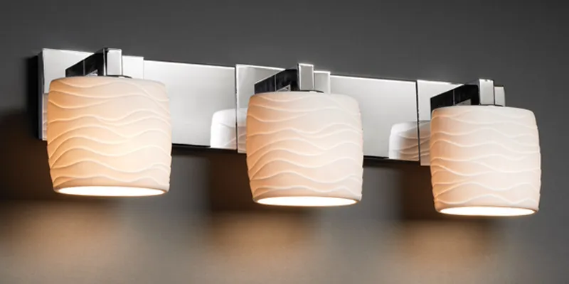 Limoges 3 Light 28 inch Polished Chrome Bath Bar Wall Light in Waves, Oval, Incandescent