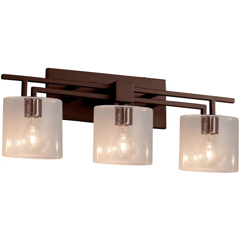 Fusion 3 Light 26 inch Dark Bronze Bath Bar Wall Light in Oval, Incandescent, Seeded Fusion
