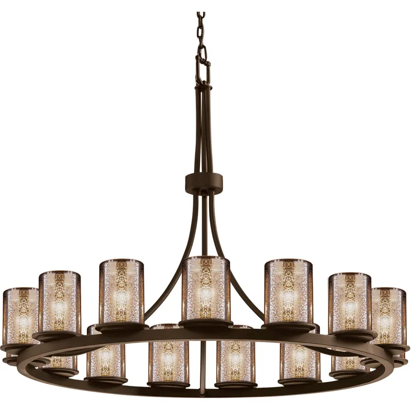 Fusion 15 Light 42 inch Dark Bronze Chandelier Ceiling Light in Mercury Glass, Incandescent