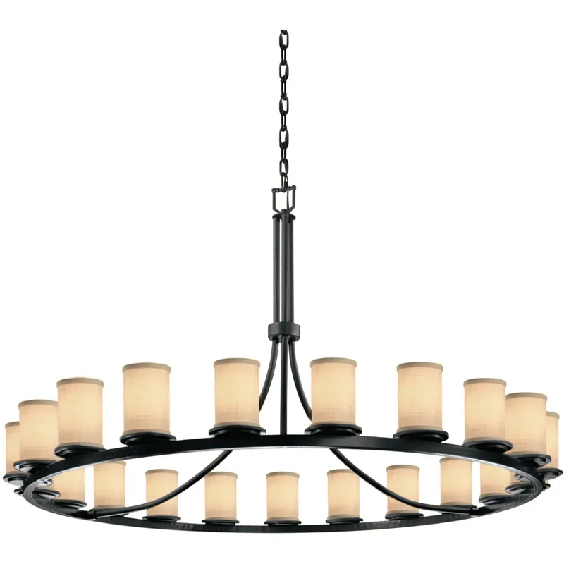 Textile LED 60 inch Matte Black Chandelier Ceiling Light in Cream, 14700 Lm LED