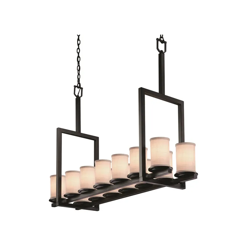 Textile LED 42 inch Matte Black Chandelier Ceiling Light