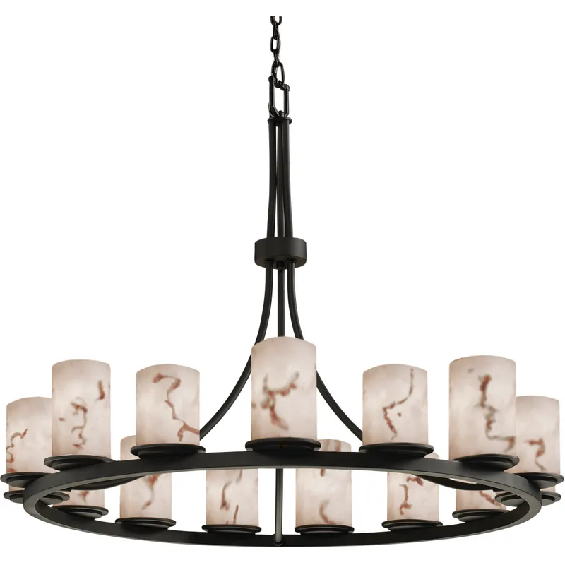 Lumenaria LED 42 inch Matte Black Chandelier Ceiling Light in Cylinder with Flat Rim, 10500 Lm LED