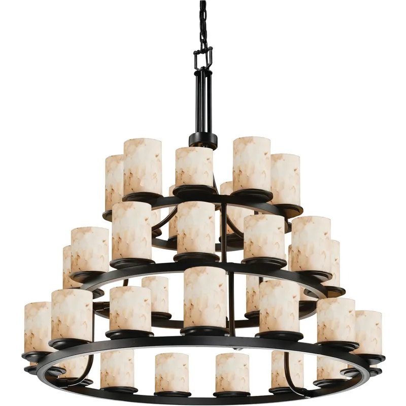 Alabaster Rocks LED 42 inch Matte Black and Alabaster Chandelier Ceiling Light, Dakota Family