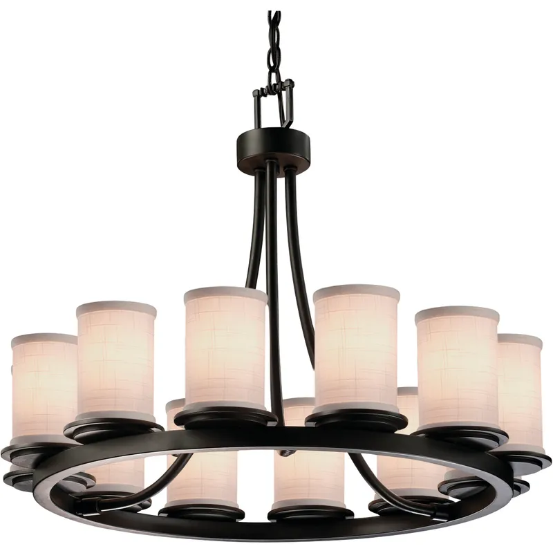 Textile 12 Light 28 inch Matte Black Chandelier Ceiling Light, Dakota Family, Choices