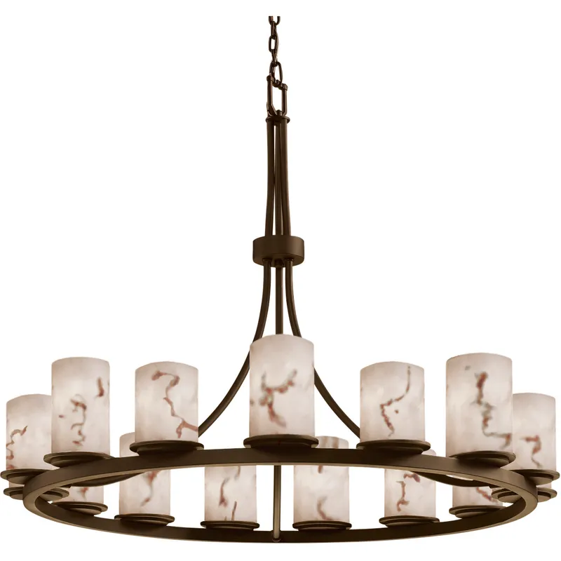 Lumenaria LED 42 inch Dark Bronze Chandelier Ceiling Light in Cylinder with Flat Rim, 10500 Lm LED