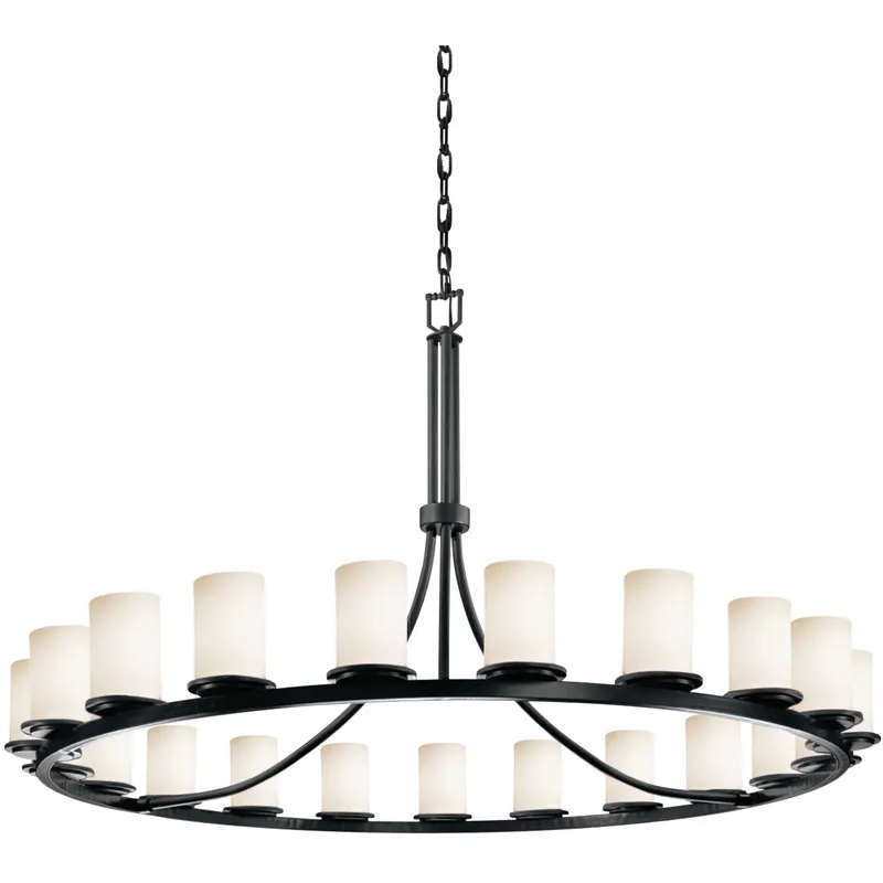 Fusion 21 Light 60 inch Matte Black Chandelier Ceiling Light in Opal, Incandescent