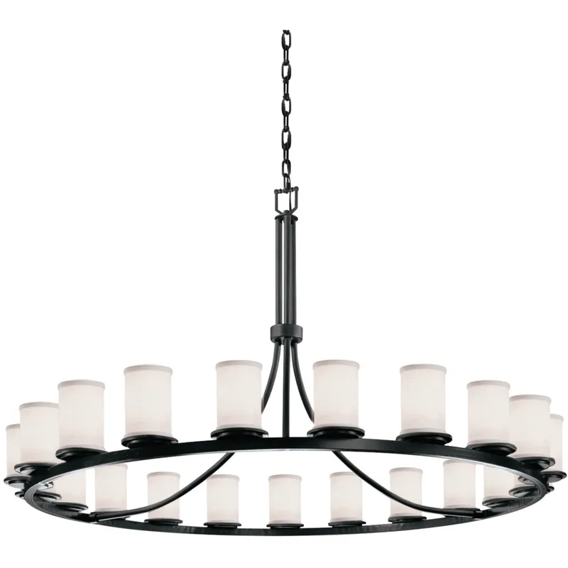 Textile LED 60 inch Matte Black Chandelier Ceiling Light in White, 14700 Lm LED