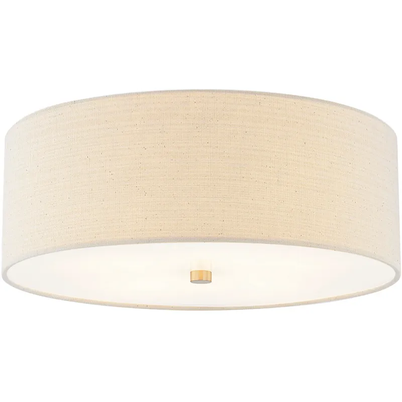 Textile Collection 4 Light 18 inch Brushed Brass Flush Mount Ceiling Light in Cream (CandleAria), Classic Family