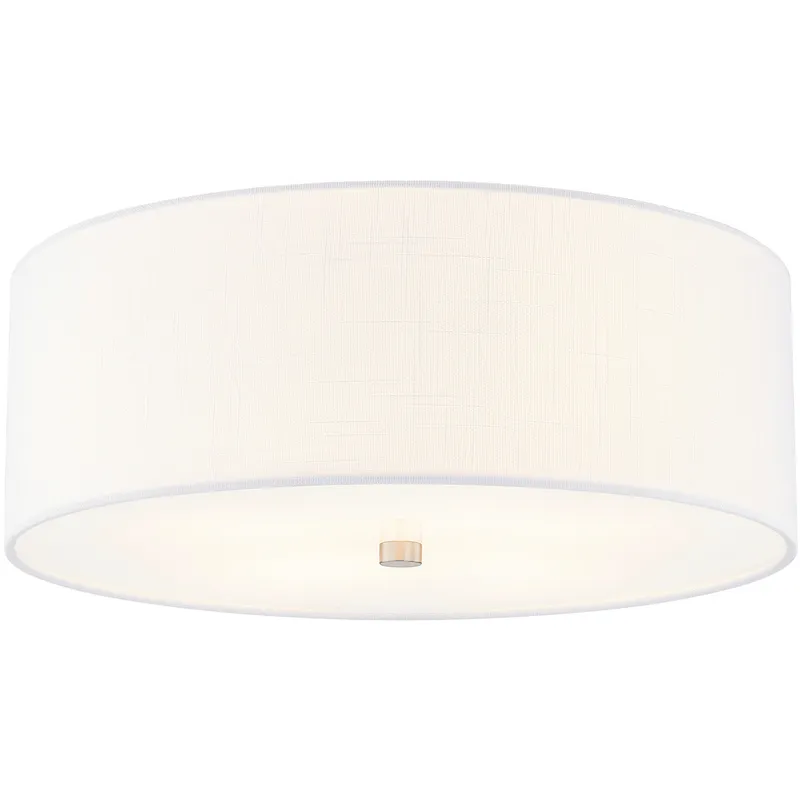 Textile Collection 4 Light 18 inch Brushed Nickel Flush Mount Ceiling Light in White, Classic Family