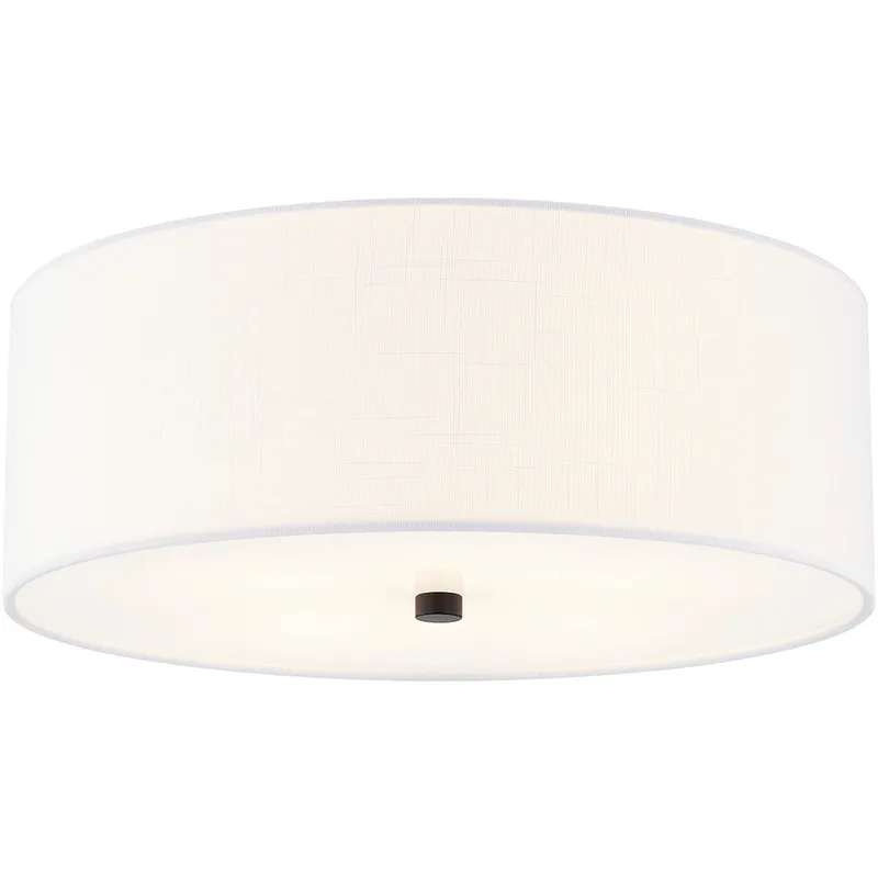 Textile Collection 4 Light 18 inch Matte Black Flush Mount Ceiling Light in White, Classic Family