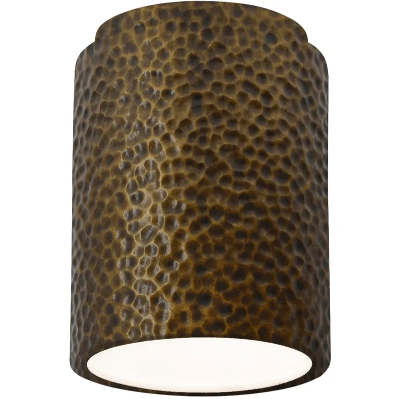 Radiance 1 Light 6.5 inch Hammered Brass Flush Mount Ceiling Light in Incandescent
