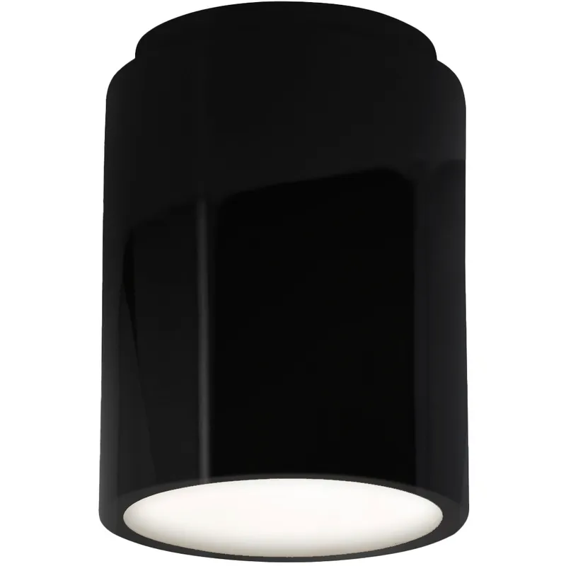 Radiance 1 Light 6.5 inch Gloss Black Flush Mount Ceiling Light in Incandescent, Gloss Black/Matte White