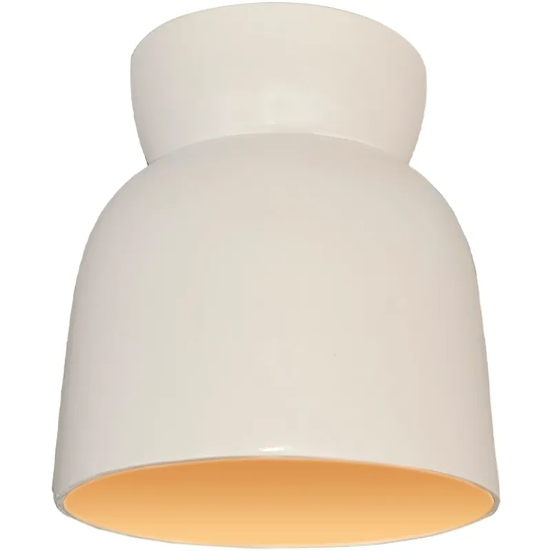 Radiance Collection - Hourglass 1 Light 7.5 inch Matte White with Champagne Gold internal finish Flush-Mount Ceiling Light in Dedicated LED, Matte White with Champagne Gold interior, Form+Finish+Function