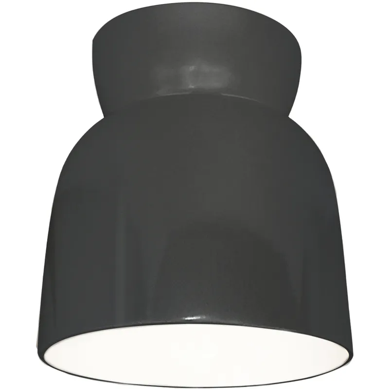 Radiance Collection - Hourglass 1 Light 7.5 inch Gloss Grey Flush-Mount Ceiling Light in Dedicated LED, Gloss Gray, Form+Finish+Function
