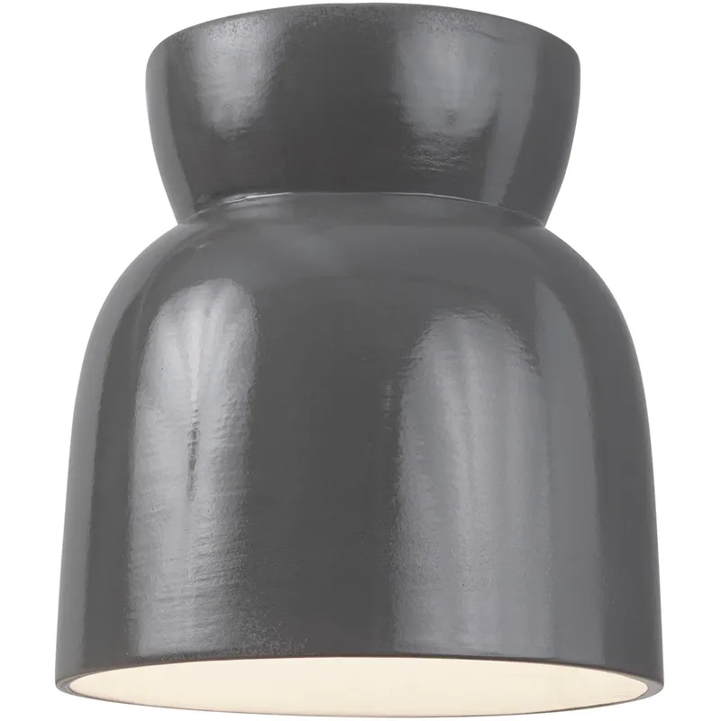Radiance Collection - Hourglass 1 Light 7.5 inch Gloss Grey Flush-Mount Ceiling Light in Replaceable Bulb, Gloss Gray, Form+Finish+Function