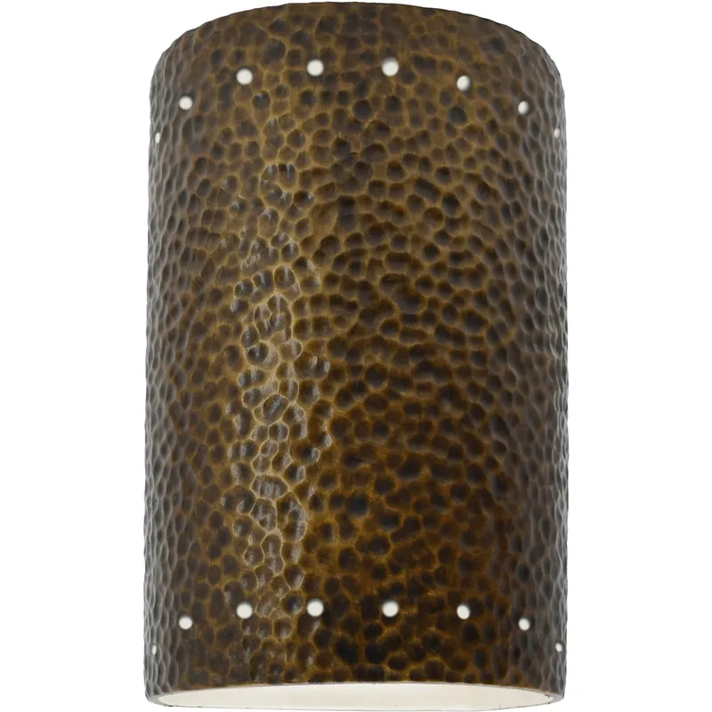 Ambiance 1 Light 9.5 inch Hammered Brass Outdoor Wall Sconce in Incandescent, Small