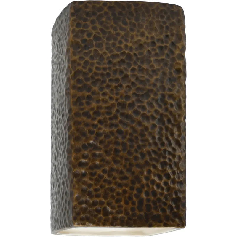 Ambiance 1 Light 9.5 inch Hammered Polished Brass Outdoor Wall Sconce in Hammered Brass, Incandescent