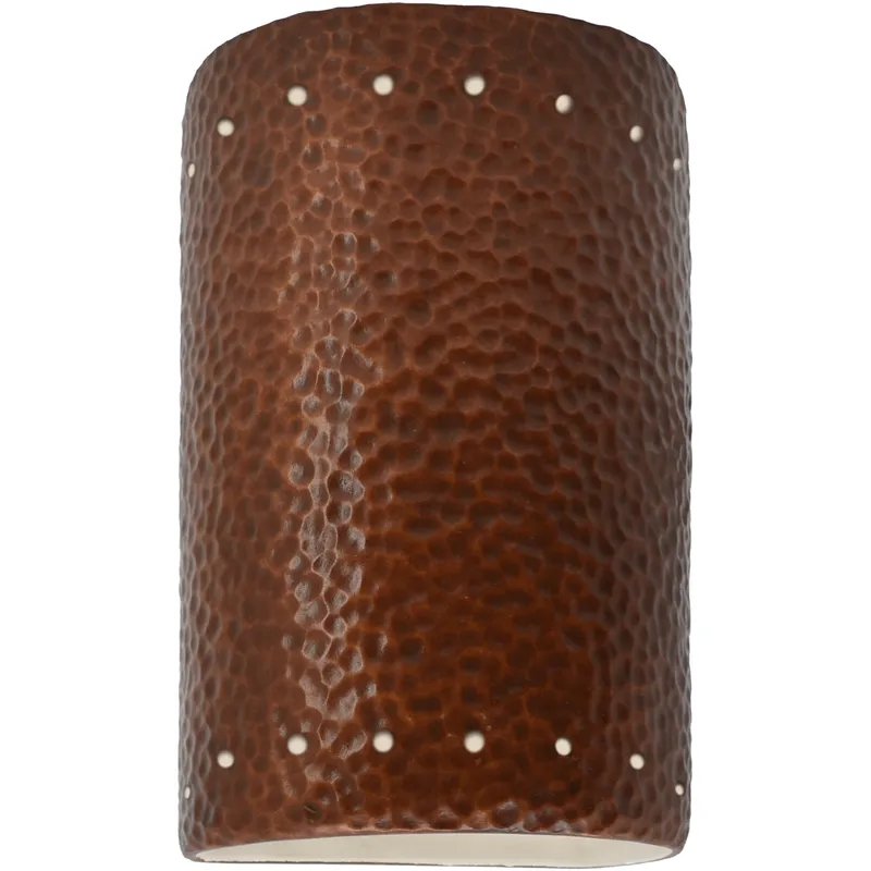 Ambiance 1 Light 9.5 inch Hammered Copper Outdoor Wall Sconce in Incandescent, Small
