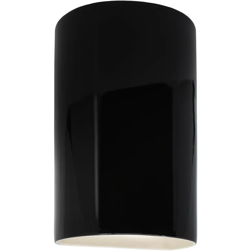 Ambiance Cylinder LED 12.5 inch Gloss Black Outdoor Wall Sconce, Large