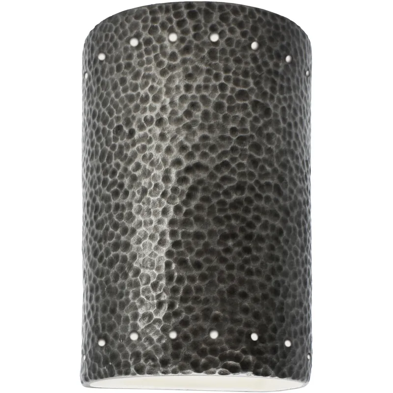 Ambiance 1 Light 9.5 inch Hammered Pewter Outdoor Wall Sconce in Incandescent, Small