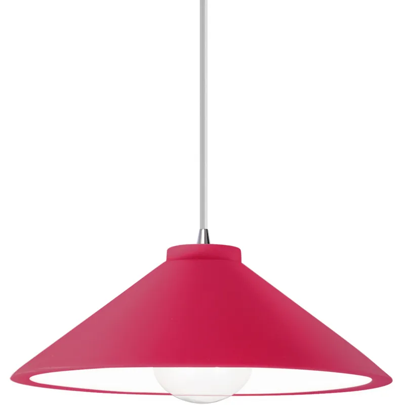 Radiance Collection - Flare 1 Light 11.75 inch Cerise and Polished Chrome Pendant Ceiling Light in Replaceable Bulb, White, Form+Finish+Function