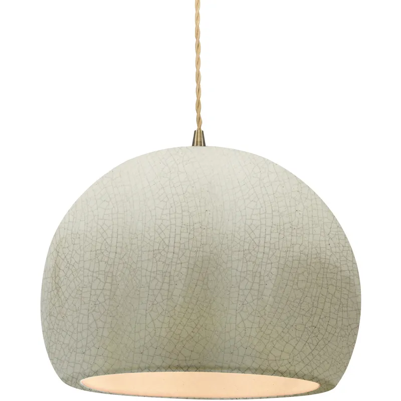 Radiance 1 Light 12.25 inch White Crackle and Antique Brass Pendant Ceiling Light