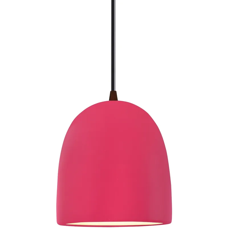 Radiance Collection - Bell Single Drop Pendant in Dark Bronze, Replaceable Bulb, Cerise, Black, Form+Finish+Function