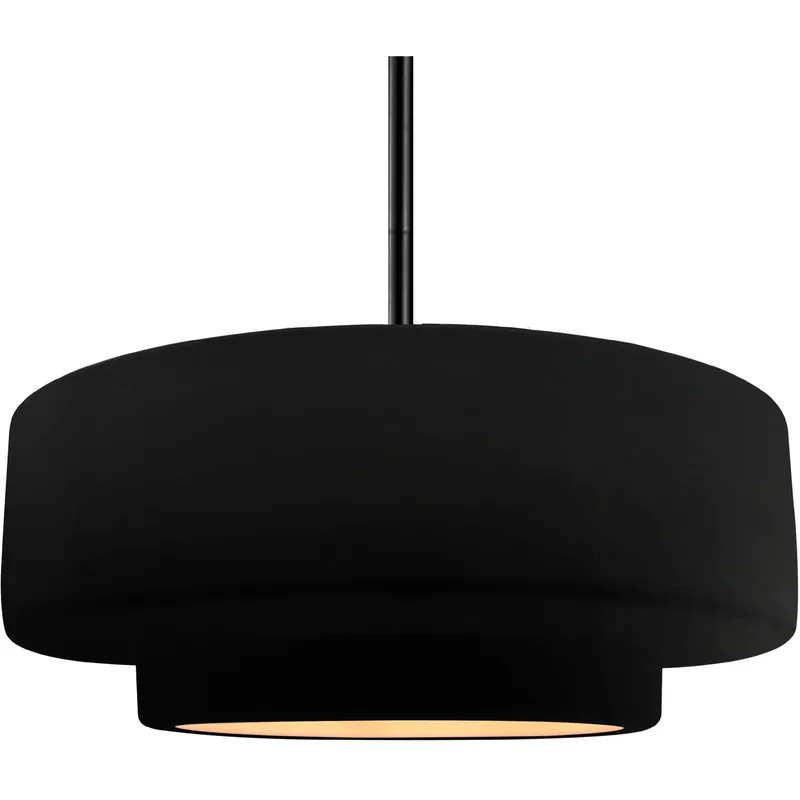 Radiance Collection - Tier Pendant Ceiling Light in Matte Black, Dedicated LED, Rigid Stem, Carbon Matte Black/Champagne Gold, 16.25W x 6H, Form+Finish+Function