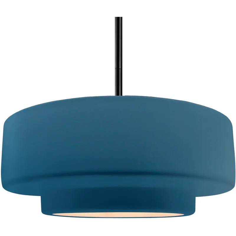 Radiance Collection - Tier Pendant Ceiling Light in Matte Black, Dedicated LED, Rigid Stem, Midnight Sky/Matte White, 16.25W x 6H, Form+Finish+Function