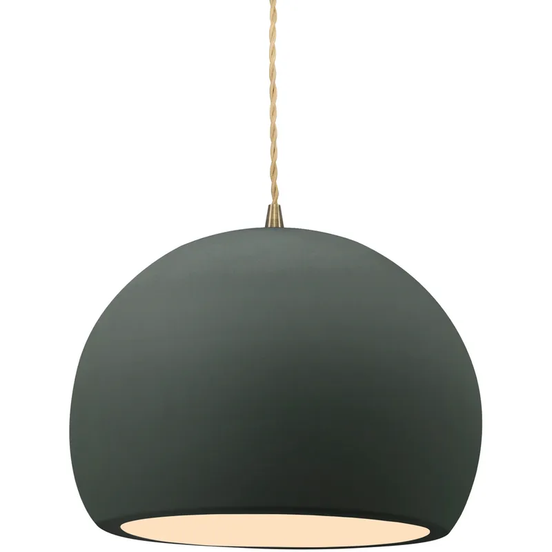 Radiance LED 10 inch Pewter Green and Antique Brass Pendant Ceiling Light