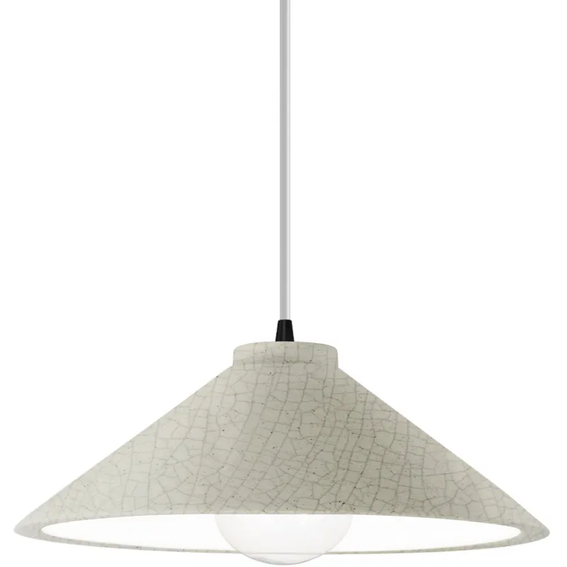 Radiance Collection - Flare 1 Light 11.75 inch White Crackle and Matte Black Pendant Ceiling Light in Replaceable Bulb, Form+Finish+Function