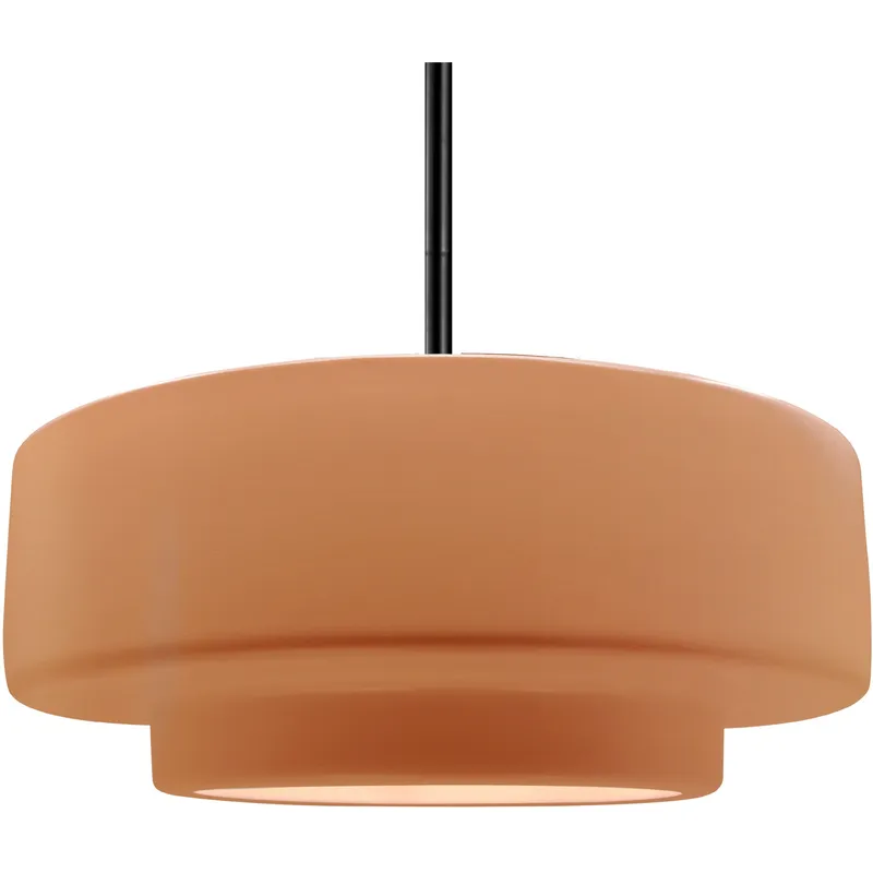 Radiance Collection - Tier Pendant Ceiling Light in Matte Black, Dedicated LED, Rigid Stem, Adobe, 16.25W x 6H, Form+Finish+Function