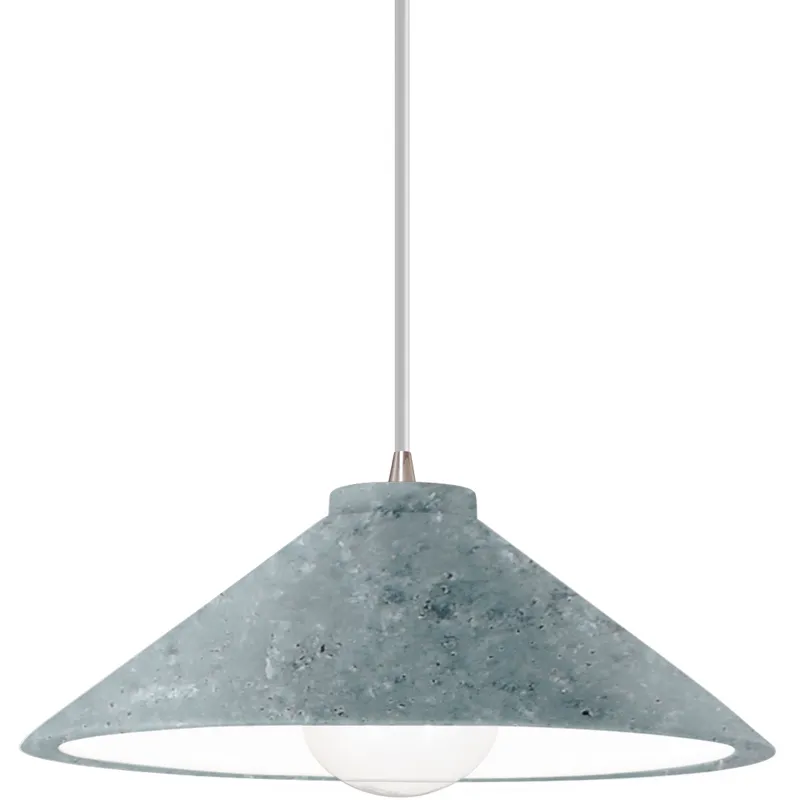 Radiance Collection - Flare 1 Light 11.75 inch Concrete and Brushed Nickel Pendant Ceiling Light in Replaceable Bulb, White, Form+Finish+Function