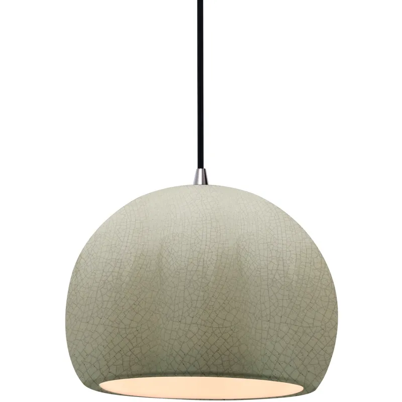 Radiance LED 7 inch Celadon Green Crackle and Brushed Nickel Pendant Ceiling Light