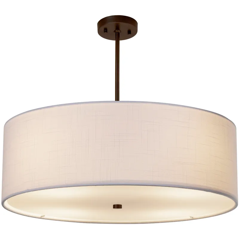 Textile 6 Light 24 inch Dark Bronze Drum Pendant Ceiling Light, Classic Family, EVOLV