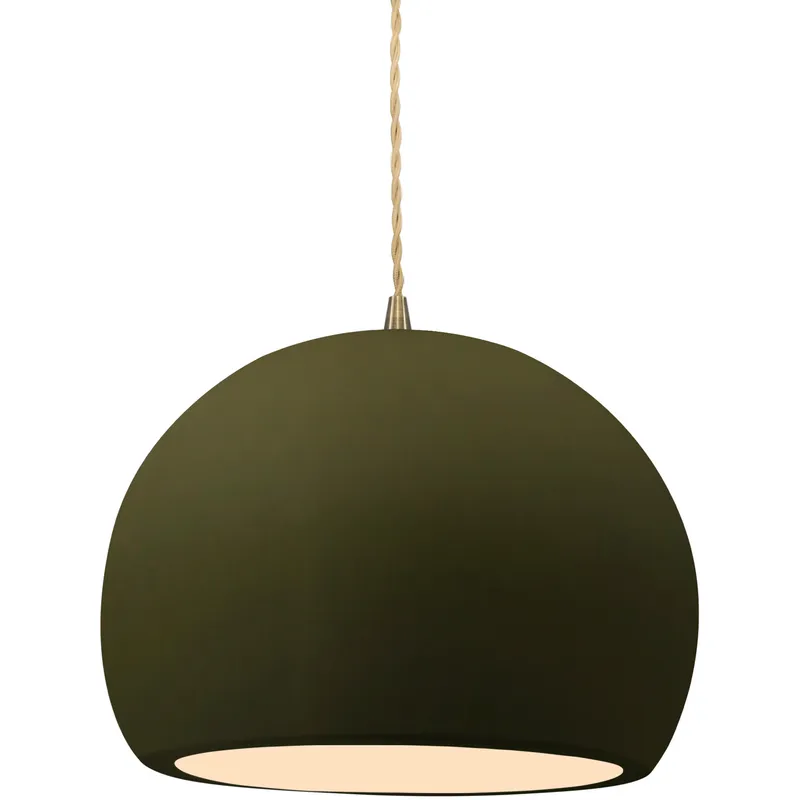 Radiance 1 Light 10 inch Matte Green and Antique Brass Pendant Ceiling Light
