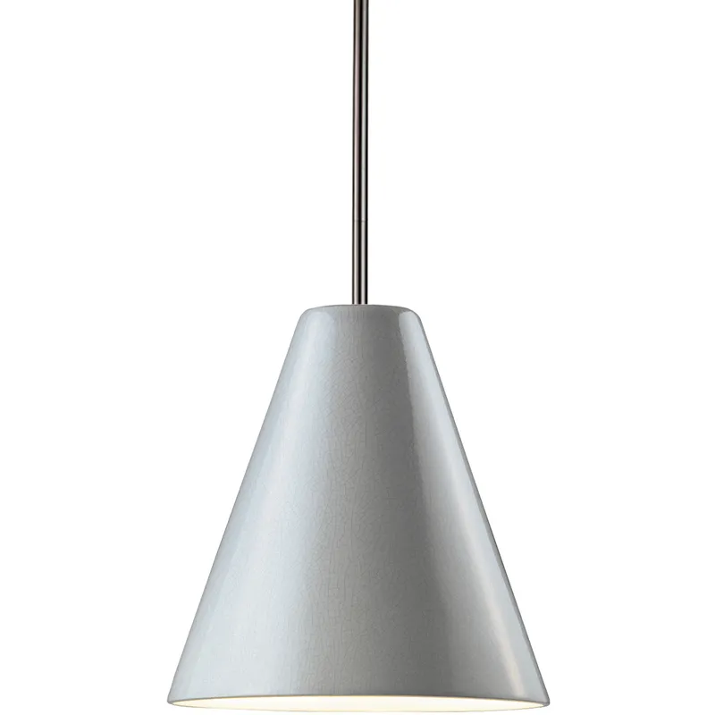 Radiance Collection LED 9.5 inch Brushed Nickel and White Crackle and White Pendant Ceiling Light