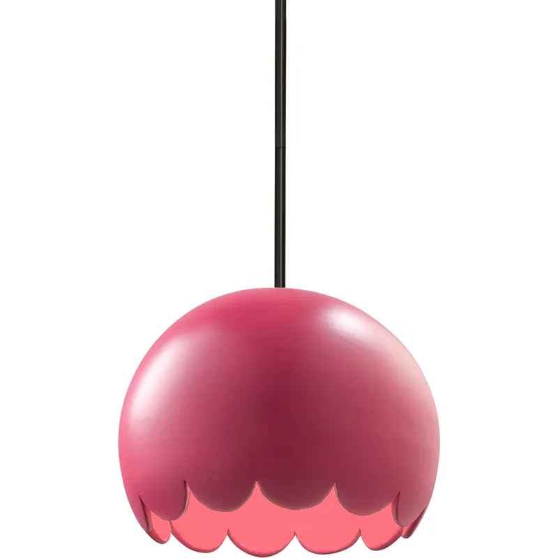 Radiance LED 9 inch Cerise Pendant Ceiling Light in 700 Lm LED, Rigid Stem Kit, Matte Black, Cerise