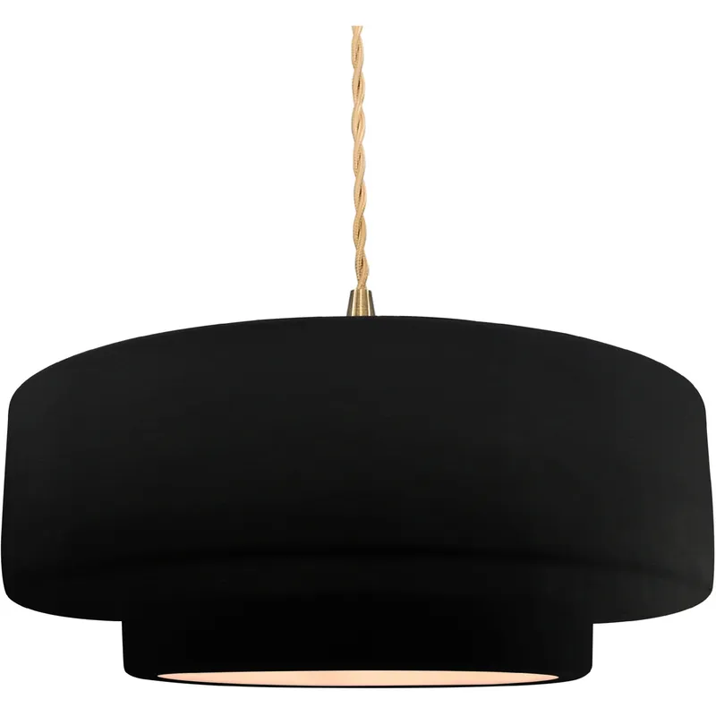 Radiance Collection - Tier Pendant Ceiling Light in Brushed Brass, Replaceable Bulb, Beige Twist Cord, Carbon Matte Black, 16.25W x 6H, Form+Finish+Function