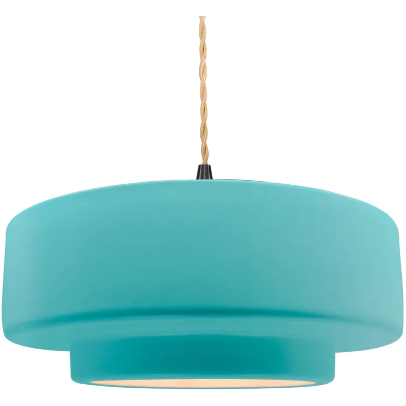 Radiance Collection - Tier Pendant Ceiling Light in Matte Black, Replaceable Bulb, Beige Twist Cord, Reflecting Pool, 16.25W x 6H, Form+Finish+Function