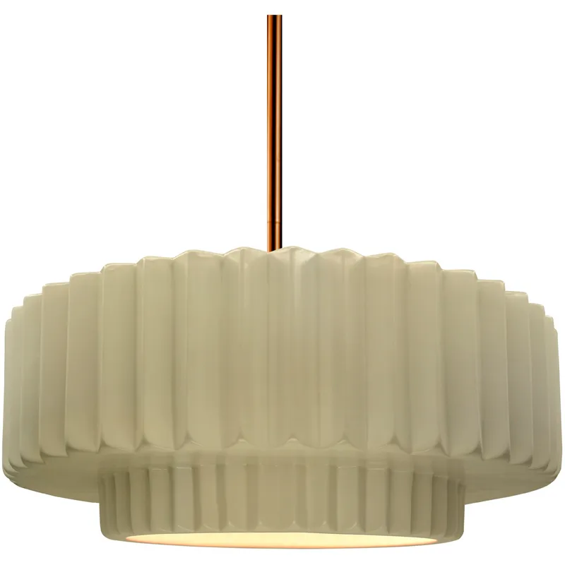 Radiance Collection - Pleated Tier Pendant Ceiling Light in Brushed Brass, Black Cord, Replaceable Bulb, Vanilla Gloss, 14.5W x 5.25H, Form+Finish+Function