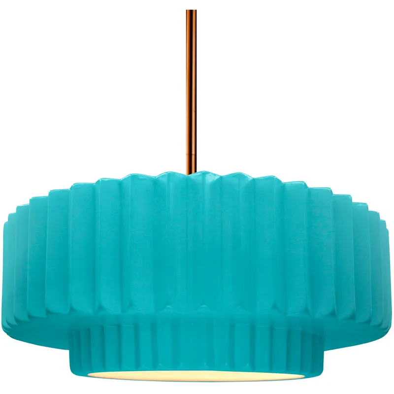 Radiance Collection - Pleated Tier Pendant Ceiling Light in Brushed Brass, Black Cord, Replaceable Bulb, Reflecting Pool, 14.5W x 5.25H, Form+Finish+Function