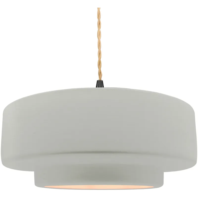 Radiance Collection - Tier Pendant Ceiling Light in Matte Black, Replaceable Bulb, Beige Twist Cord, Matte White, 16.25W x 6H, Form+Finish+Function