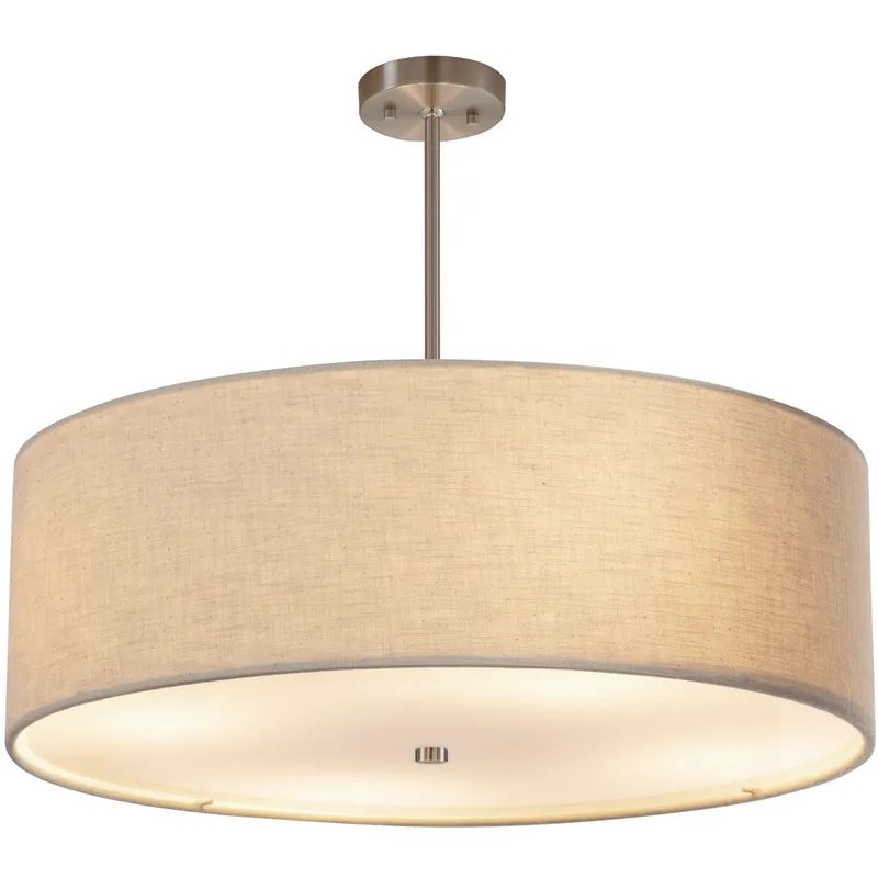 EVOLV 24 inch Brushed Nickel Pendant Ceiling Light in Cream, Incandescent, Classic Family