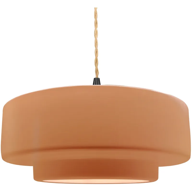 Radiance Collection - Tier Pendant Ceiling Light in Matte Black, Dedicated LED, Beige Twist Cord, Adobe, 16.25W x 6H, Form+Finish+Function