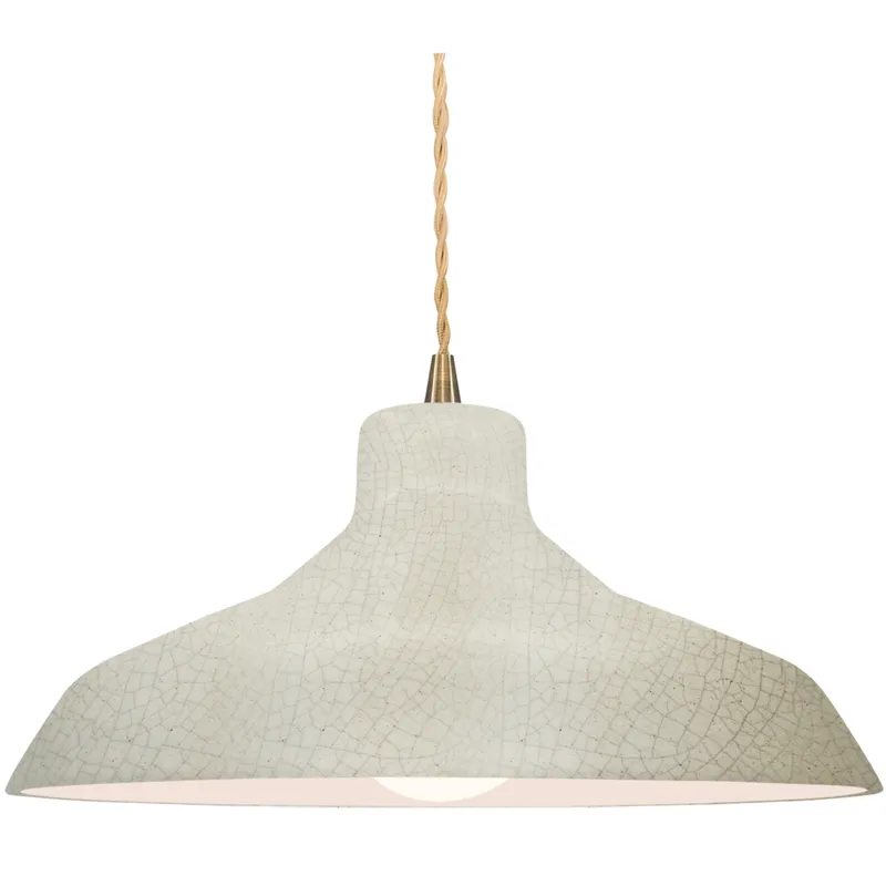 Radiance LED 15.5 inch White Crackle and Antique Brass Pendant Ceiling Light